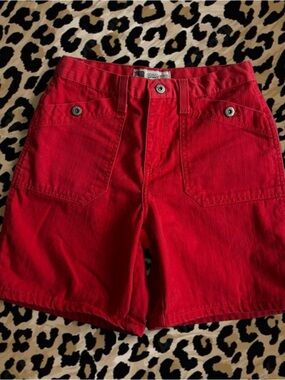 Faded Glory Red Cotton Shorts with Front Tabs